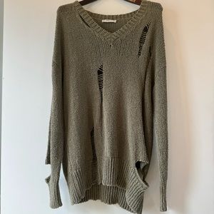 Zara Olive Colored Distressed Sweater